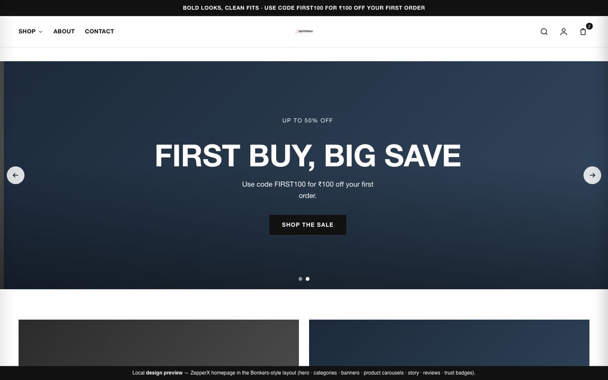 Home page of Streetwear Shopify Theme